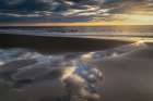 USA, New Jersey, Cape May National Seashore. Landscape with ocean and beach at sunset. Art Print